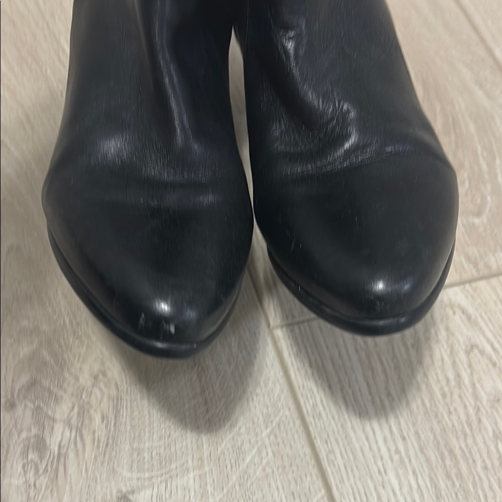 Black Heeled Boots with Tapered Heel and Rounded Toe - Picture 7 of 12